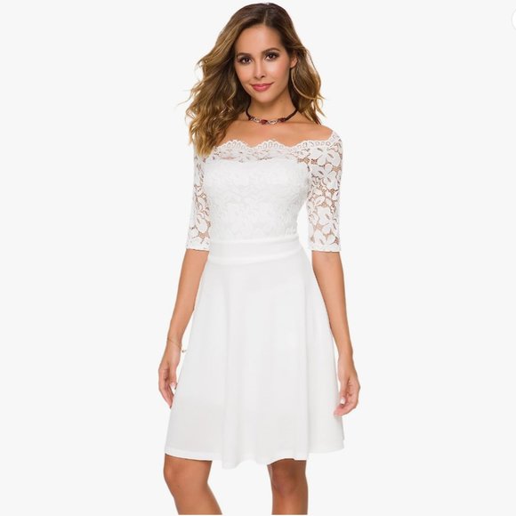 Homeward Off-Shoulder Lace Dress White